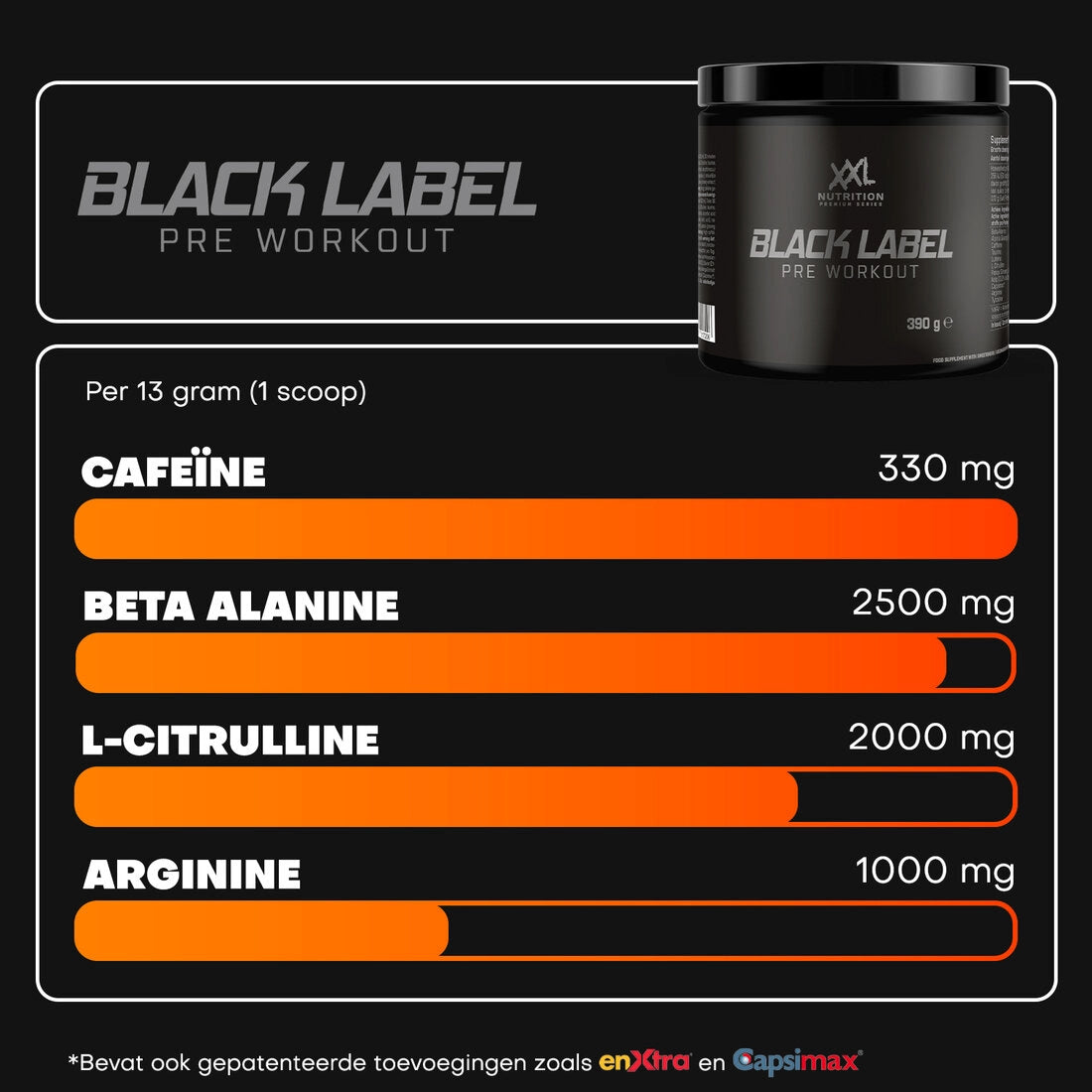 XXL Nutrition - Black Label Pre-Workout - Diverse Smaken - 390 Gram (30 doseringen)